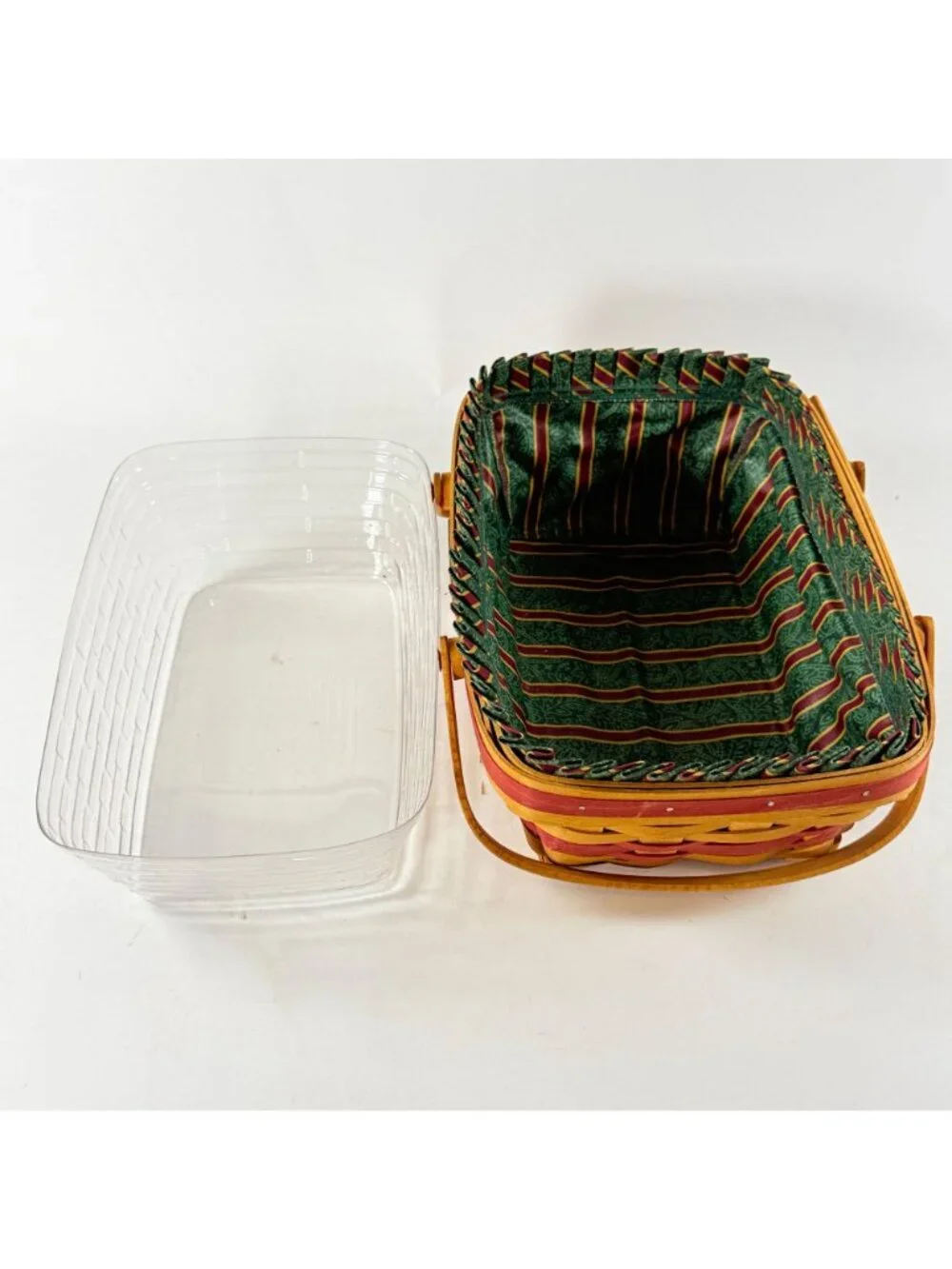 Longaberger 1996 Christmas Holiday Cheer Basket W/ Protector & Fabric Liner USA